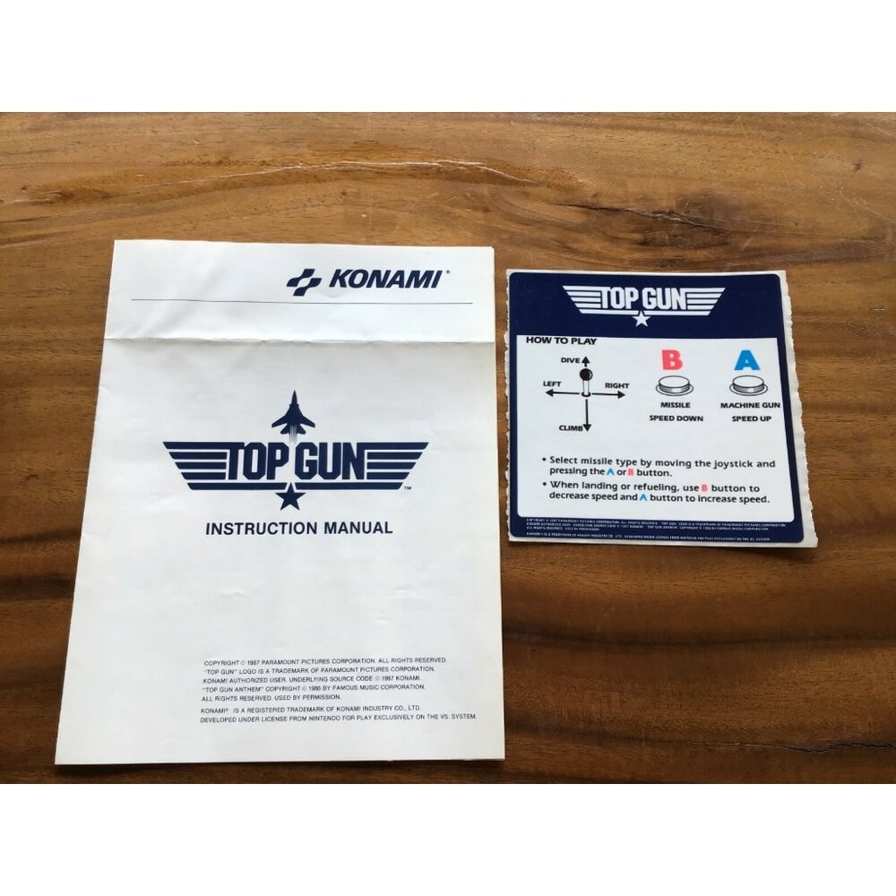 Vintage ORIGINAL Konami TOP GUN Instruction Manual See Pictures